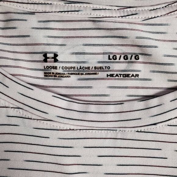 Under Armour Women’s HeatGear Striped Short Sleeve Tee White/Pink Size Large - Picture 4 of 7